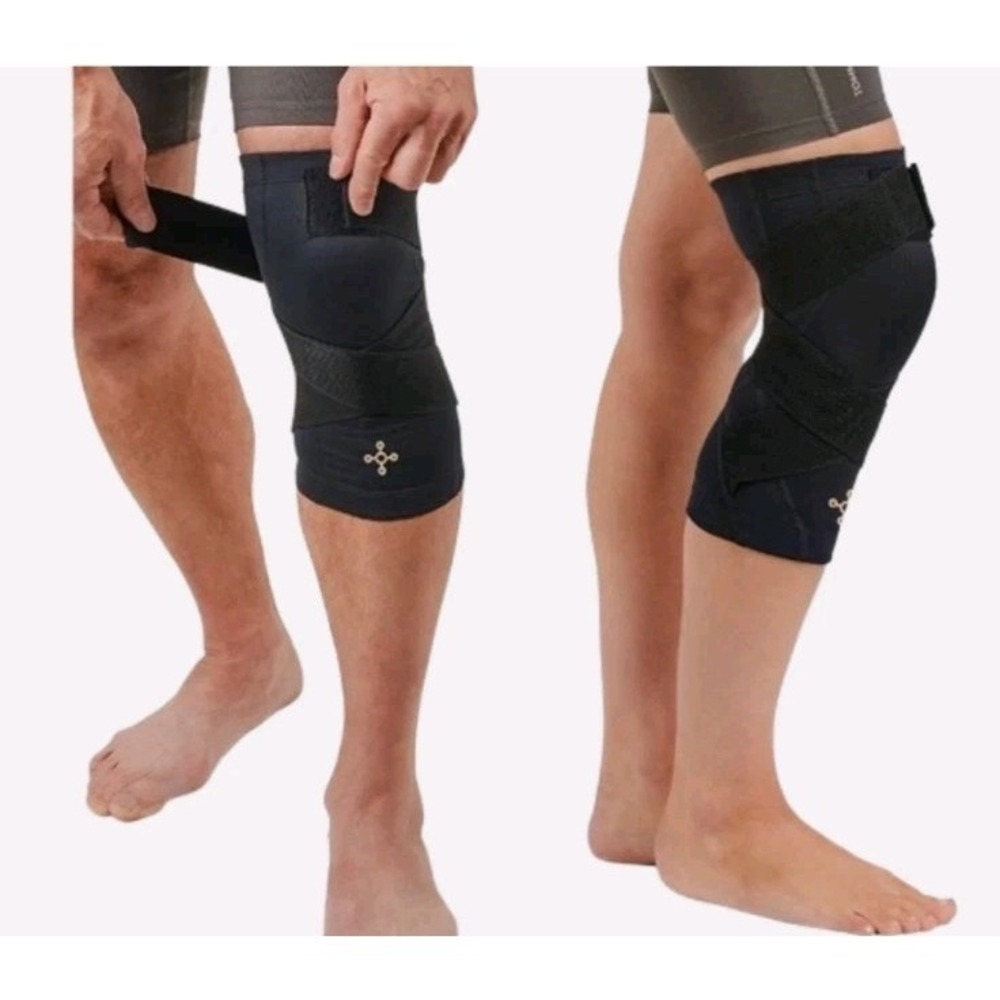 TOMMIE COPPER 2-Pack Black Compression Knee Sleeves w/ Adjustable Straps - Large - Picture 2 of 7